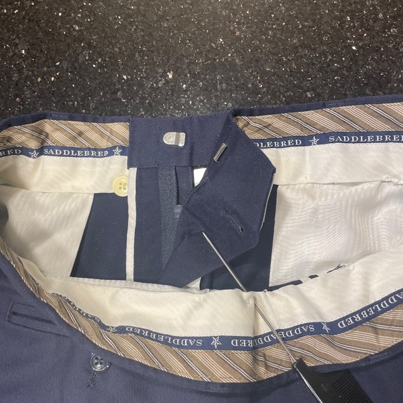 Saddlebred Men's 34Wx32L Comfort Waist Pleated Front Straight Fit Pants Navy Blu - Picture 9 of 12